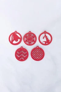 Custom 3D Printed Red Christmas Ornaments - Set of 5 - Picture 1 of 6