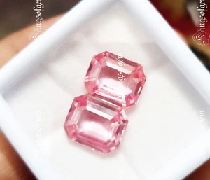 Certified 10 to 10 Ct 2 PC Natural Light Pink Morganite Emerald Loose Gemstone - Picture 1 of 7