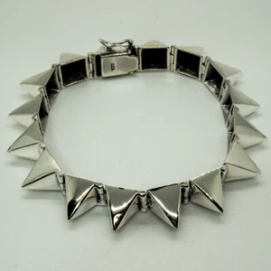 Spike Punk Bracelet .925 silver biker Gothic Pyramid Egypt goth retro cyber rock - Picture 1 of 6