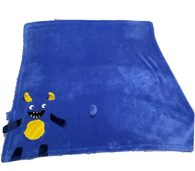 Carters Monster Blanket Blue Roll Up Plush 31” X 31” Blue Yellow Embroidered - Image 1 of 4