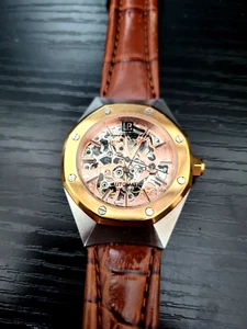 ⭐RARE FULL SET Louis Bolle A-5046-186 Skeleton Automatic Rose Gold Men's Watch - Picture 1 of 6