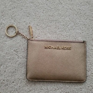 Michael Kors Gold Jet Set Travel Small Coin Pouch ID Wallet Keychain - Picture 1 of 14