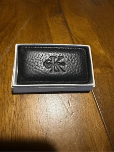 Calvin Klein Black Leather Magnetic Money Clip 3.6” New - Picture 1 of 10