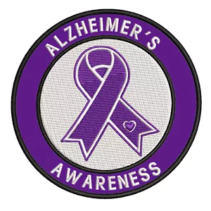 Alzheimer's Awareness Support Ribbon Patch Embroidered Iron-On Applique - Picture 1 of 11