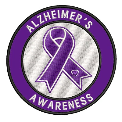 Alzheimer's Awareness Support Ribbon Patch Embroidered Iron-On Applique - Image 1 of 4
