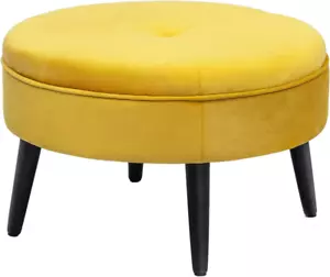 23" round Velvet Footrest Stool, Upholstered Ottoman Coffee Table, Button Tufted - Picture 1 of 7