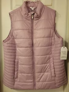 Time And Tru Womens Wind Resistant Puffer Vest,Size L (12-14) Dusty Orchid - Picture 1 of 10