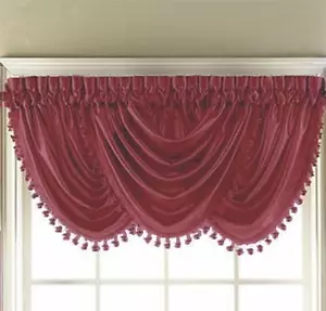 Hyatt Fringe Waterfall Valance Window Treatment Colors Rod Pocket - Picture 1 of 11