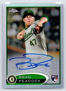 2012 Topps Chrome #163 Brad Peacock Rookie Refractor /499 Auto Rookie Athletics - Picture 1 of 2