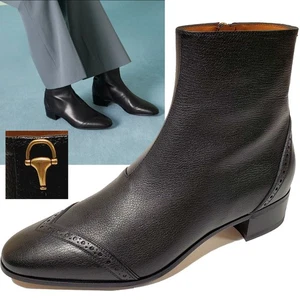 BOTAS GUCCI HOMBRE CUERO NEGRO MEDIO CABALLO BOTÍN $1,150 talla 10 10.5 - Imagen 1 de 15