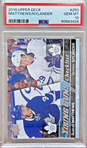 2016-17 Upper Deck Series One Matthews/Nylander Young Guns Checklist PSA 10 - Picture 1 of 2