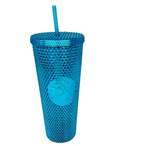 Starbucks Teal Cromo Azul Tachonado Venti Copa Fría Verano 2023 24oz Vaso NUEVO - Imagen 1 de 8