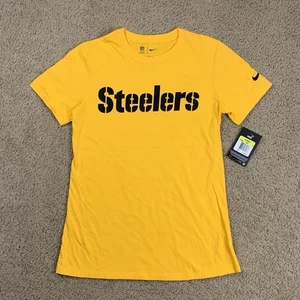Nike Womens Small Yellow Short Sleeve Shirt Steelers Football Athletic NFL W/TAG - Picture 1 of 8
