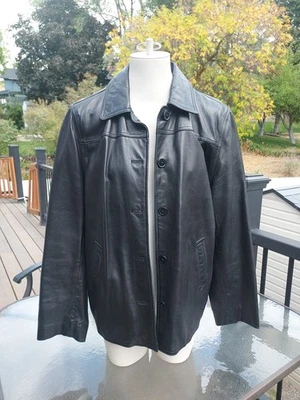 Chaqueta grande de cuero negra para mujer Great Northwest 100 % italiana de piel de cordero Foto 1 de 4