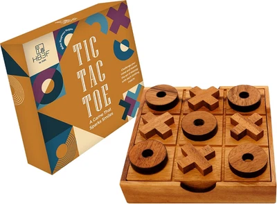 Tic Tac Toe Wooden Board Game Table Toy Player Room Decor Tables Family X - Image 1 of 4