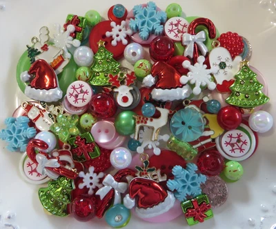 Lote de 100+ Botones y Cuentas Adorno Mezcla - Navidad ¡FELIZ Y BRILLANTE! #2 Foto 1 de 2