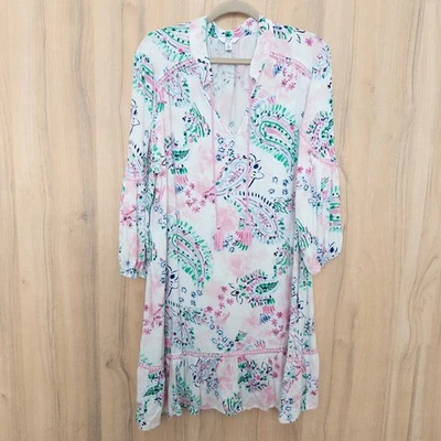 Crown & Ivy женское платье размер XL белый мульти пейсли кисточки богемное коттедж прибрежный - Изображение 1 из 4