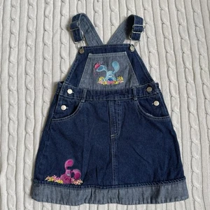 Rare Vintage Y2K Blues Clues Girls Denim Overall Dress Sz 4 5 2001 Embroidered - Picture 1 of 10