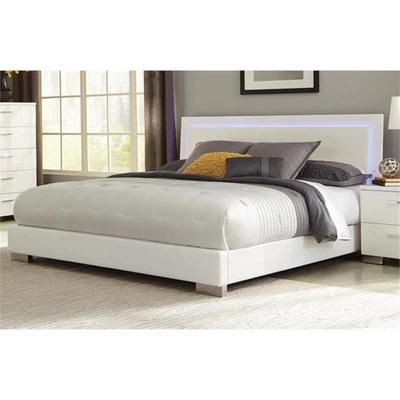 Felicity Wood California King Panel LED Cama Blanco Alto Brillo Foto 1 de 2