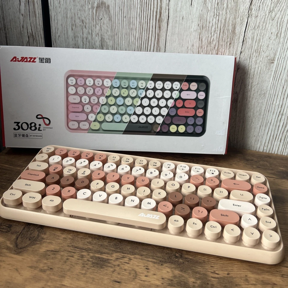 Ajazz 308i Bluetooth 3.0 Wireless Keyboard 84 Round Keys for Windows/iOS/Android - Image 1 of 4
