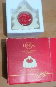 Luz de té estrella Lenox Navidad Yuletide Glowlites con vela roja NUEVO EN CAJA RARO - Imagen 1 de 3