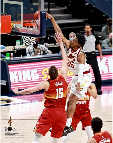 Isaac Okoro Cleveland Cavaliers Unsigned Dunk vs Denver Nuggets Photo Cover