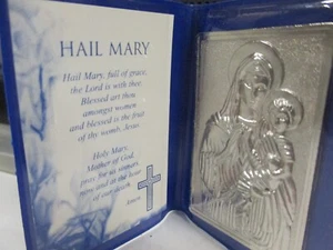 Tarjeta de Santa Oración "Ave María" Católica y María Niño Jesús Medalla y Funda de Bolsillo - Imagen 1 de 5