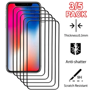 For iPhone 16E 16 15 14 13 12 11 Pro Max XS Tempered Glass Full Screen Protector - Picture 1 of 15