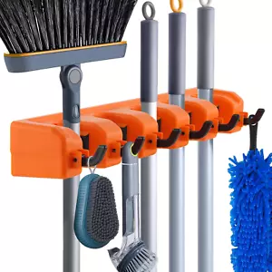 Broom Holder Wall Mount Broom Organizer Mop Holder Hanger Garden Tool Organizers - Picture 1 of 12