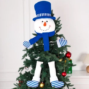 5 Pcs Christmas Tree Topper Snowman Hug Blue Snowman Decor Kit Snowman Hug with - Picture 1 of 7