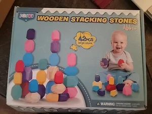 Wooden Stackable Stones. 42pcs, Age 1+ - Picture 1 of 2