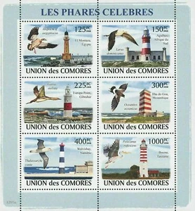 Famous Lighthouses Birds Souvenir Sheet of 6 Stamps Mint NH - Picture 1 of 2