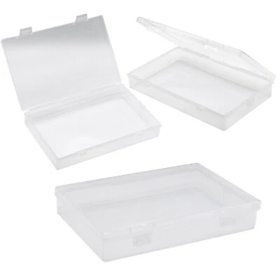 Contenedor de almacenamiento de plástico de 3 piezas caja tapa con bisagras hágalo usted mismo artesanías marcadores bolígrafos Foto 1 de 4