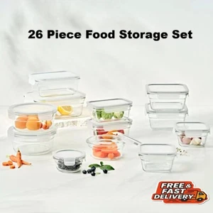 Glasslock Stain And Odour Proof Base Microwave Safe Food Storage Set 26 Piece - Picture 1 of 8