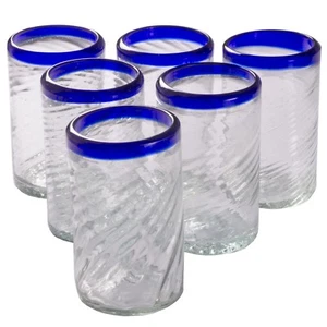 Bicchiere Orion Mexican Glassware Tornado bordo cobalto 16 oz - set di 6 - Foto 1 di 4