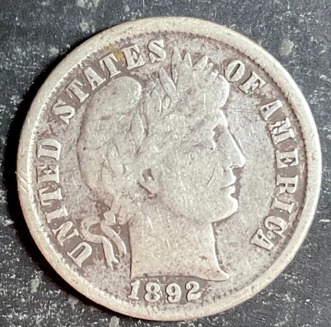 1892-P Barber Liberty Dime 10c rare old silver collection great coin k183 Cover