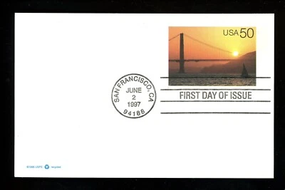 US FDC #UX283 None 1997 San Francisco CA Golden Gate Bridge - Image 1 of 2