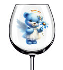 12x Blue Angel Teddy Bear Flower Wine Glass Bottle Tumbler Vinyl Sticker Decal