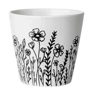 5,9" Weiß Keramik Wildblumen Übertopf - Indoor/Outdoor Topf mit Drainage - Bild 1 von 7