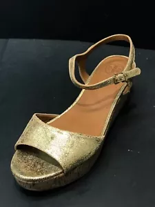 NUOVO SANDALO DONNA ZEPPA TORY BURCH ABENA CREPATO PELLE ORO METALLIZZATO MISURA 11 - Foto 1 di 7