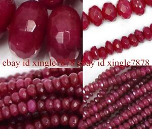 Genuine Natural Faceted Brazil Red Jade Gemstone Rondelle Loose Beads 15" AAA+