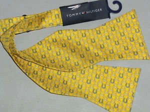 TOMMY HILFIGER Silk Bow Tie Horse Race Horseshoe Thoroughbred Derby, YELLOW, nwt - Picture 1 of 7