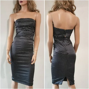 AUTH Dolce&Gabbana polka dot strapless ruched silk dress IT 40 XS - Picture 1 of 17