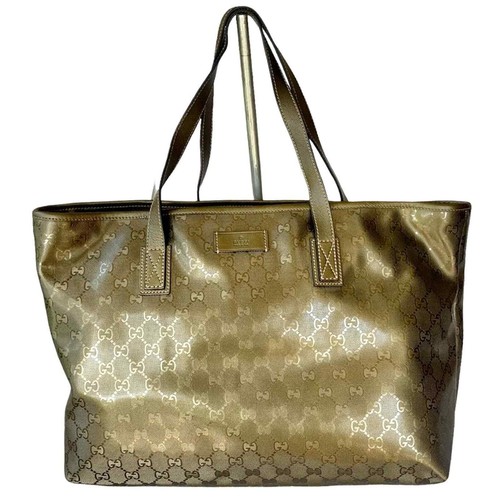 Borsa a mano tote Gucci Impresse Gunmetal GG rivestita in tela borsa a tracolla media