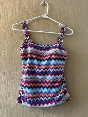 Camiseta tankini de natación Croft & Barrow para mujer talla 6 azteca geométrica azul púrpura negra Foto 1 de 4