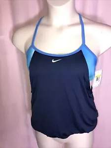 NWT Nike Swim Small S Blue Sports Bra w/ Tank Top Shirt Racerback MSRP $106 H7 - Picture 1 of 15