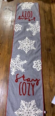 Christmas Table Runner BALSAM & FIR TRADING COMPANY Gray  Stay Cozy 16" x 68" - Image 1 of 4