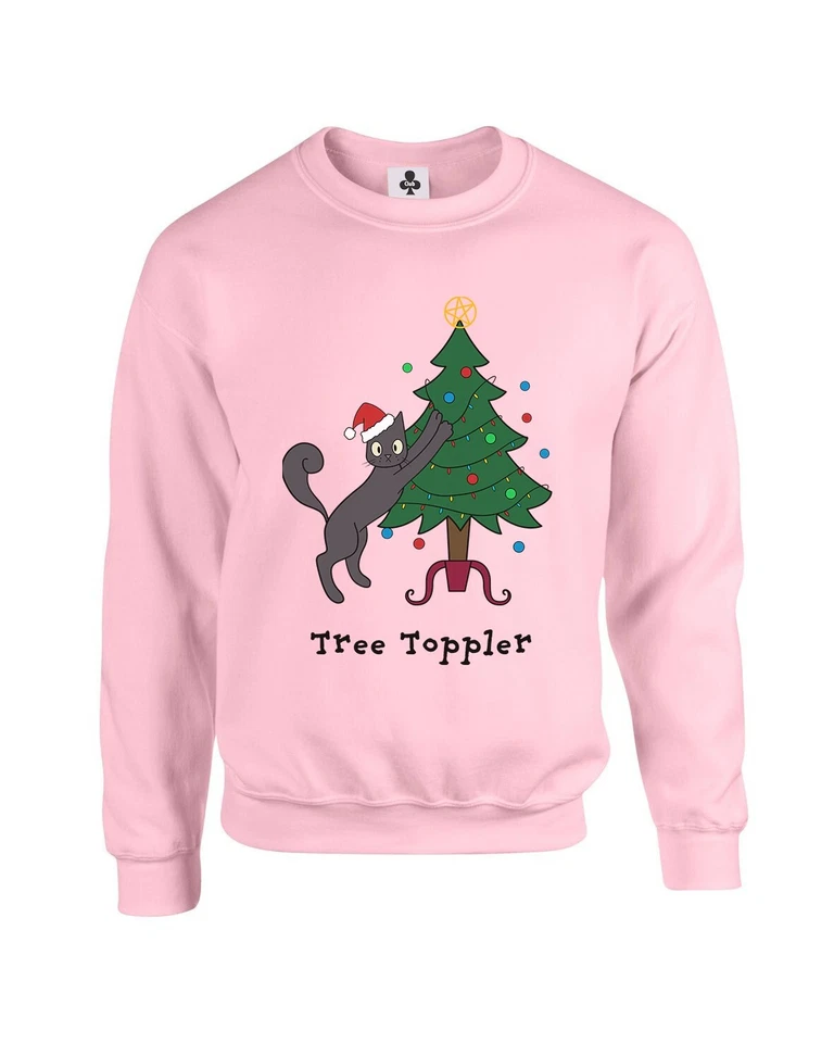Tree Toppler Cat Christmas Jumper Sweatshirt Xmas Funny Animal Cat Present Gift - Image 1 of 1