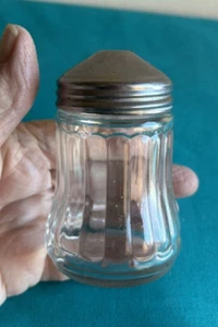 RARE Vtg small 3.5" Hazel Atlas Sugar Dispenser Ribbed Clear Glass Diner Style - Picture 1 of 7