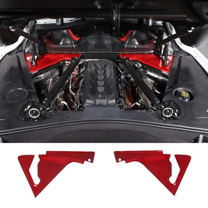 Juego de 2 cubiertas de esquina de bahía de motor de fibra de carbono real rojas para Corvette C8 Coupé - Imagen 1 de 15